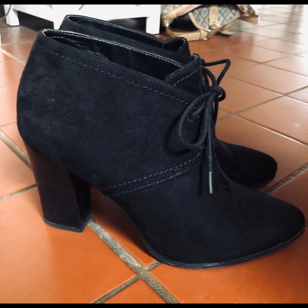 Franco Sarto Black Ankle Heeled Boots